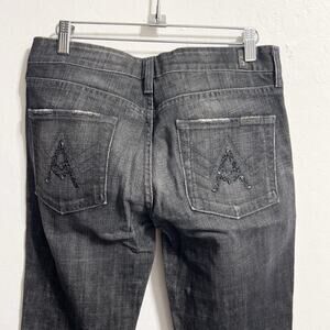 Vintage 7 For All Mankind Denim Jeans 29 Black Rhinestone A Pocket Flare Y2k